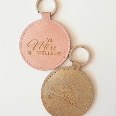 porte clés simili cuir gold