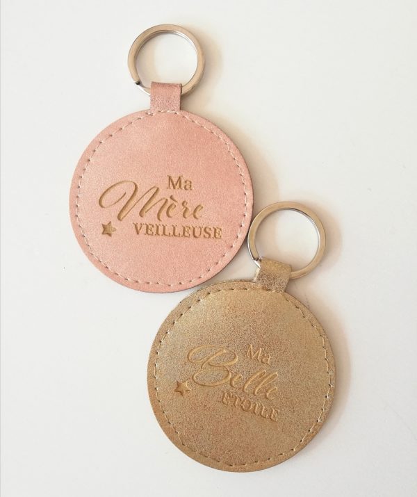 porte clés simili cuir gold